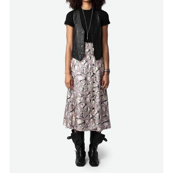 NEW ZADIG & VOLTAIRE june twill wild chaines skirt in ecru - Picture 1 of 4